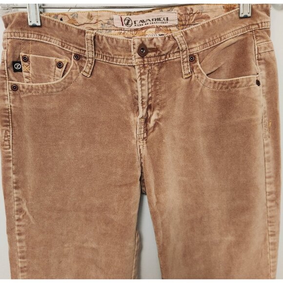 Vintage Womens Z Cavaricci Pants‎ Tan Velvet 7 Mid Rise Boot Cut White Label EUC - Picture 2 of 16
